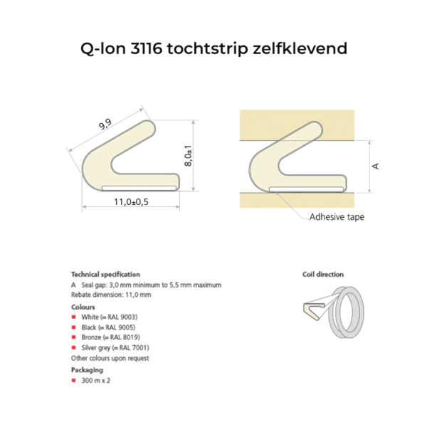 Q-Lon 3116 zelfklevende tochtstrip